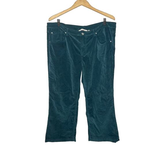 SOFT SURROUNDINGS Women's PLUS 18 Petite Velvet Pant Jean Teal Green Boot Flare - Picture 1 of 11